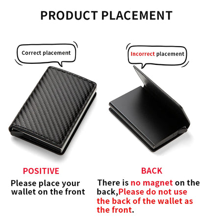 Minimalist RFID Blocking Men'S Card Holder Wallet, Lead Alloy, Non-Braided PU Leather, Black