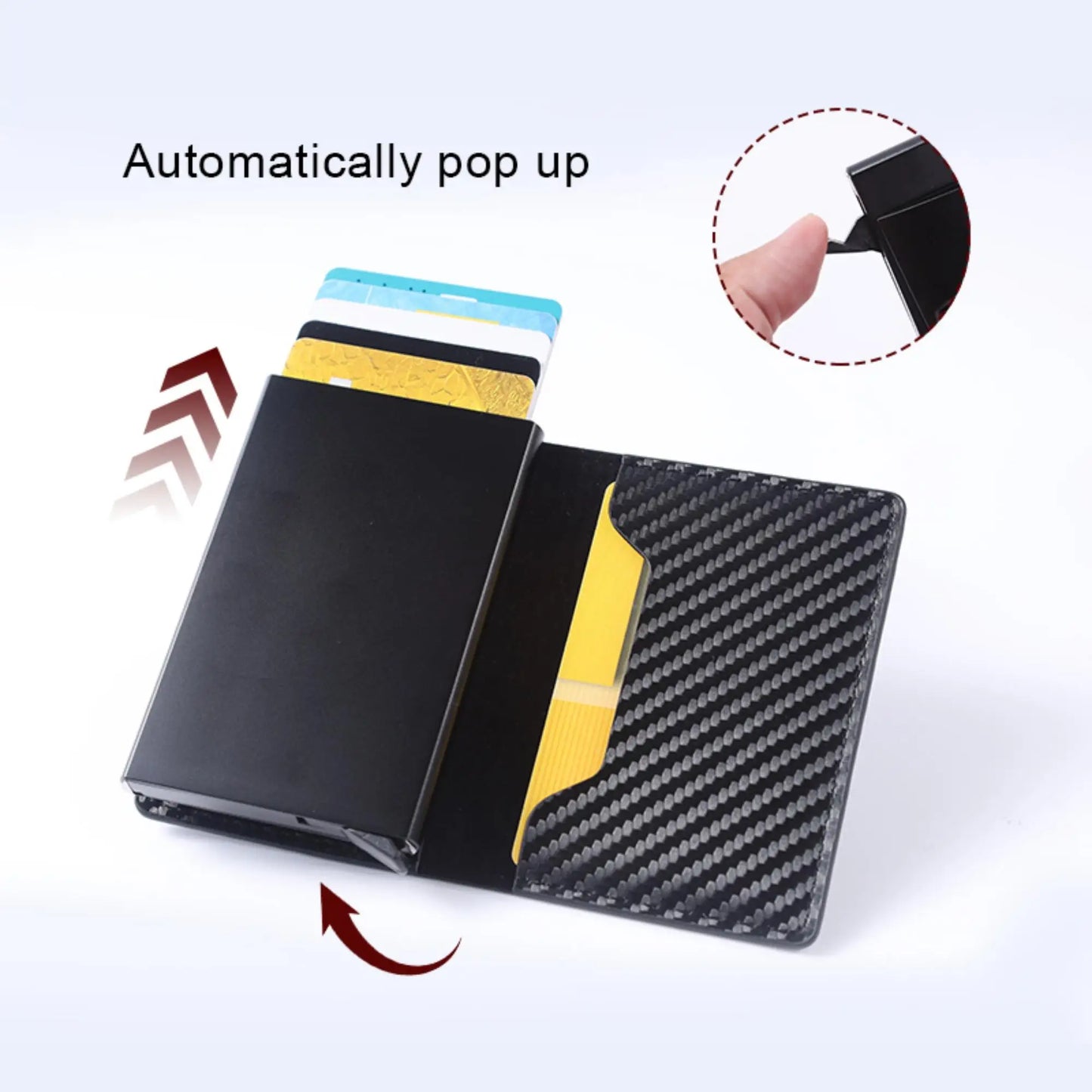 Minimalist RFID Blocking Men'S Card Holder Wallet, Lead Alloy, Non-Braided PU Leather, Black